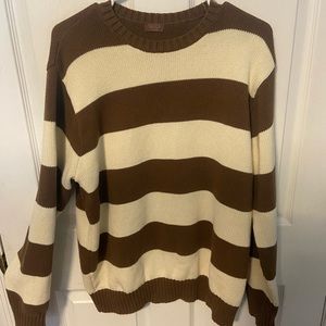 Brandy Meville Cream and Brown Stripped Sweater